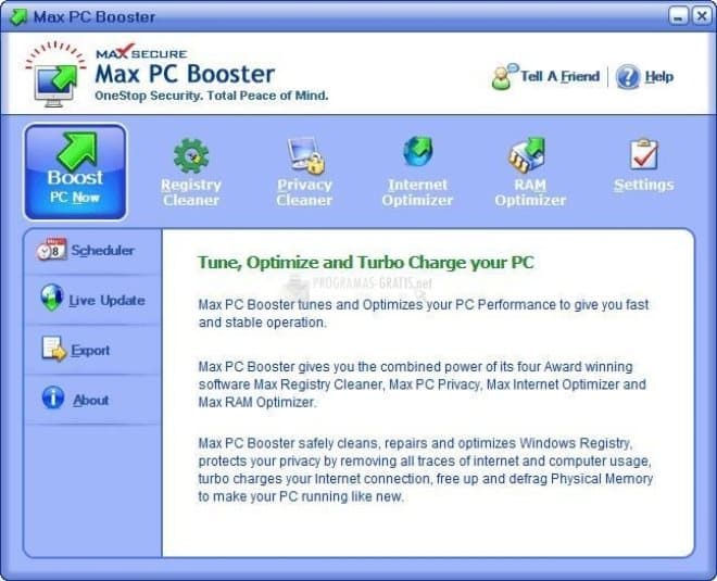 Max PC Booster - download de um dos melhores programas para limpeza do notebook